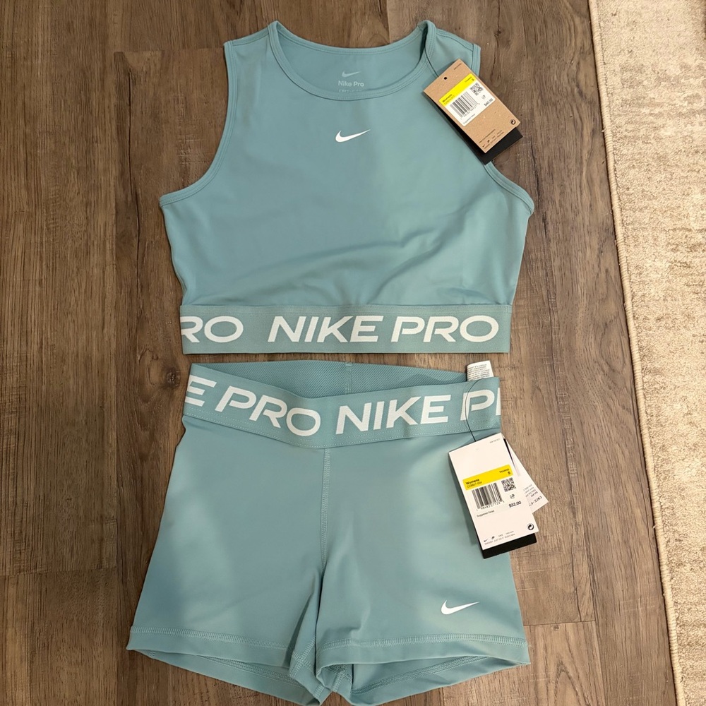 Nike Pro Teal Dri-FIT Sports Top + Shorts Set